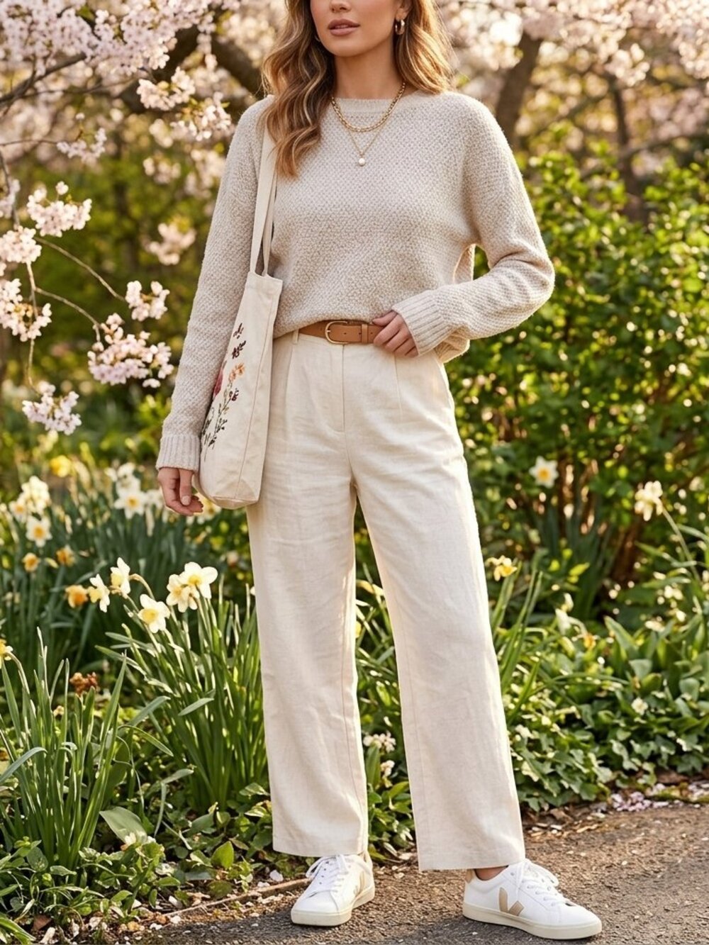 SHEIN Cream Knit Sweater